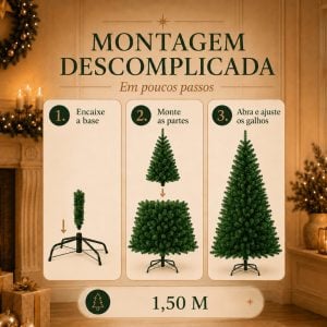 Árvore De Natal 1,50m Pinheiro 500 Galhos Premium Tradicional Verde — foto 7