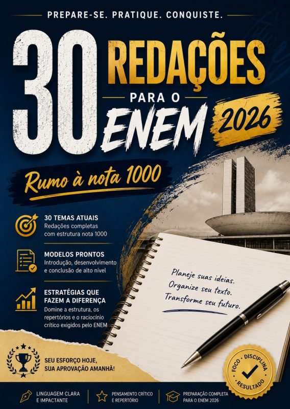 E-book: 30 modelos de Redação para o Enem 2026
