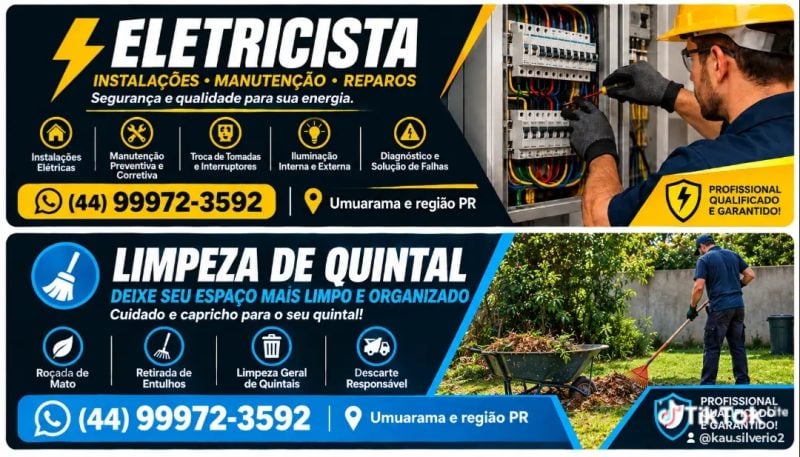 Eletricista e limpeza de quintal