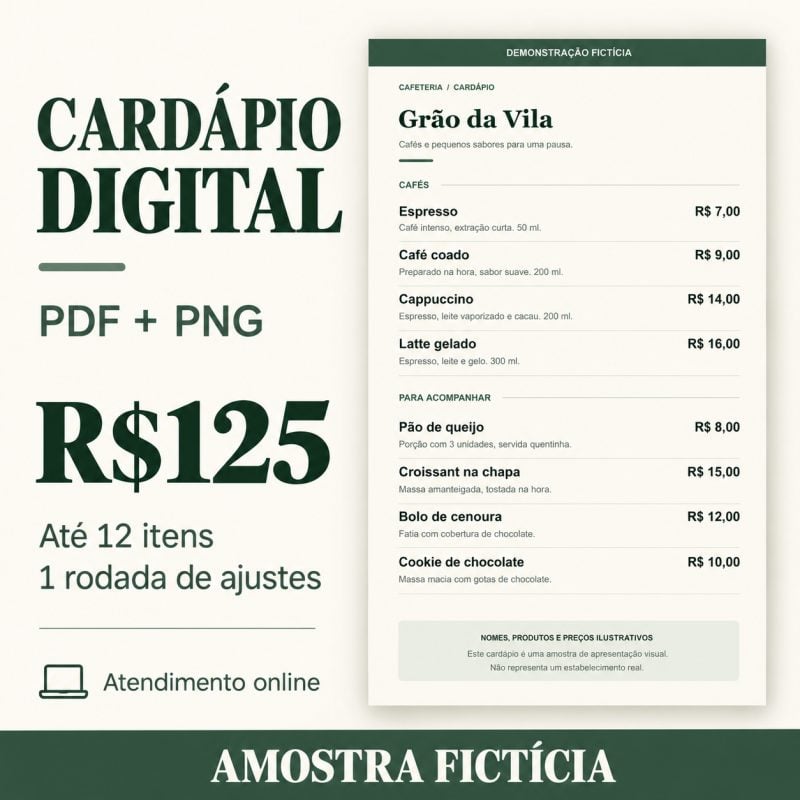Criação de cardápio digital em PDF e PNG R$125