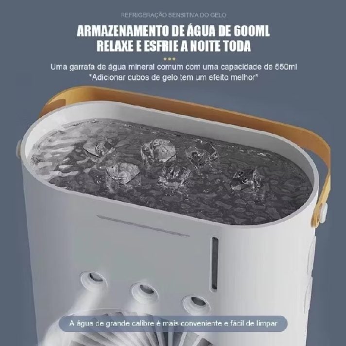 MINI Refrigerador De Ar Ventilador Umidificador Dupla Giratório+rgb Camada Ventilador Clim — foto 2